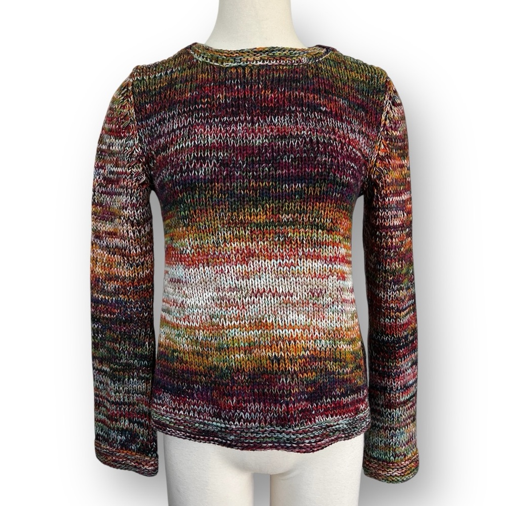 Oui Round Neck Long Sleeve Multicolor Knitted Sweater